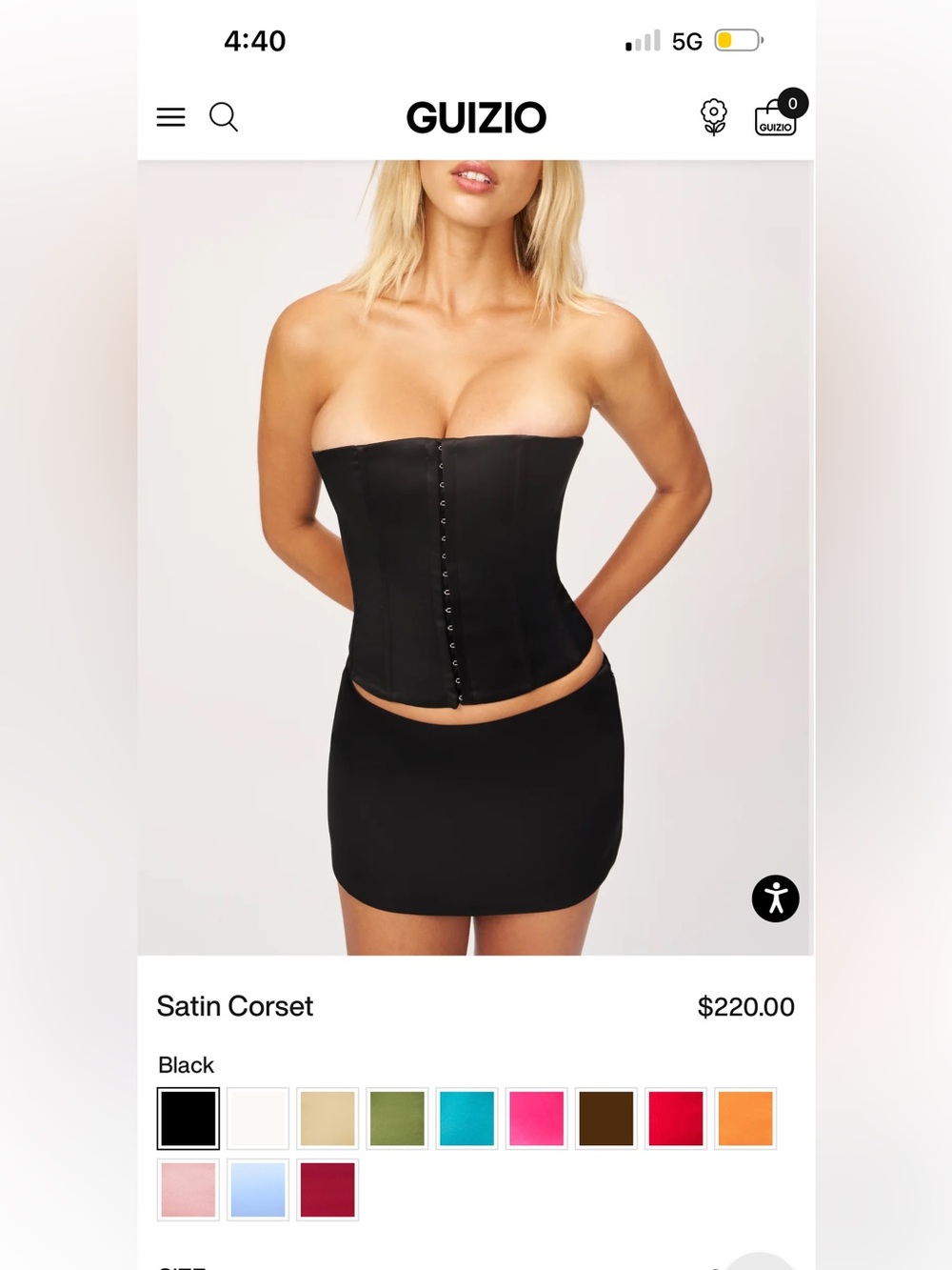 Danielle Guizio Black Lace up satin corset